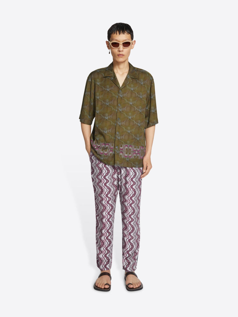 Dries van Noten Parkino Layered Wave Printed Pants Purple 241-020937-8098