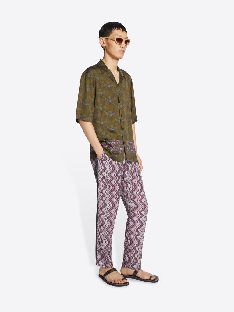 Dries van Noten Parkino Layered Wave Printed Pants Purple 241-020937-8098