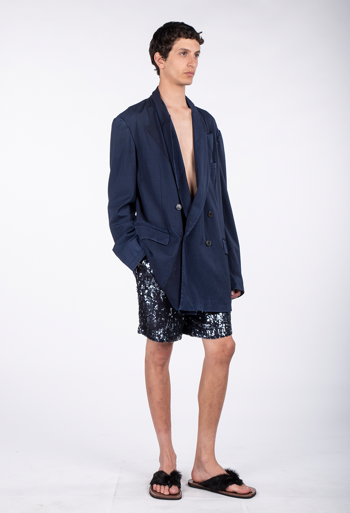 Dries van Noten Embellished Piperi Shorts Midnight 241-020951-8342