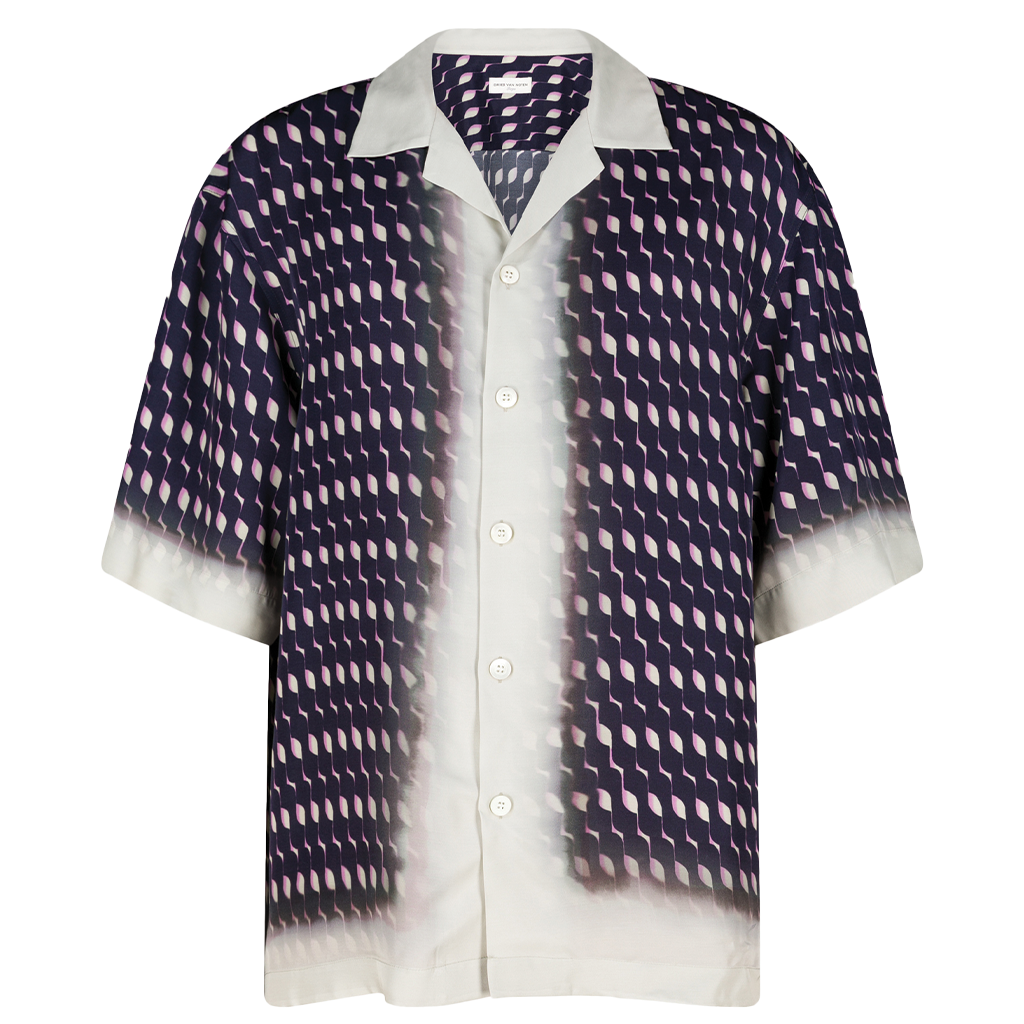 Dries van Noten Cassi Short Sleeve Shirt Navy 241-020726-8101