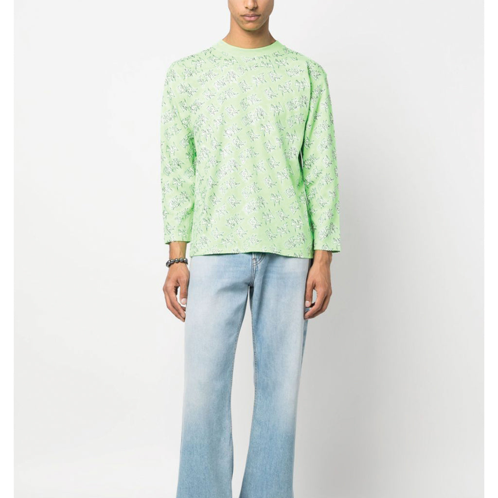 ERL Eli Russell Linnetz Logo Printed Longsleeve Green ERL06T014