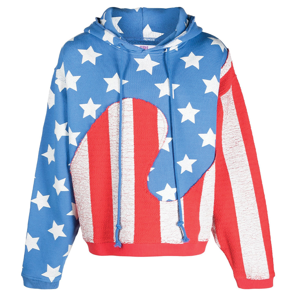 ERL Stars and Stripes Swirl Hooded Sweatshirt American Flag