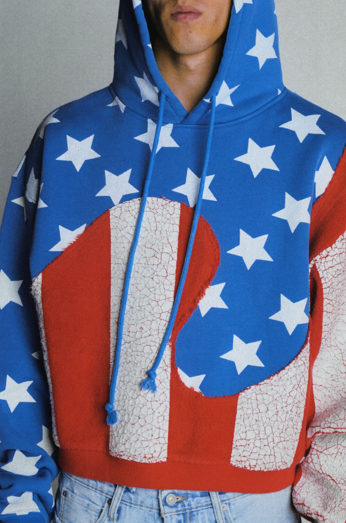 ERL Stars and Stripes Swirl Hooded Sweatshirt American Flag
