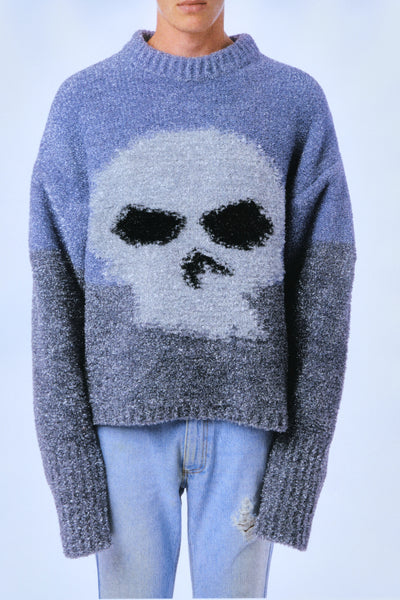 Glitter Skull Intarsia Pullover