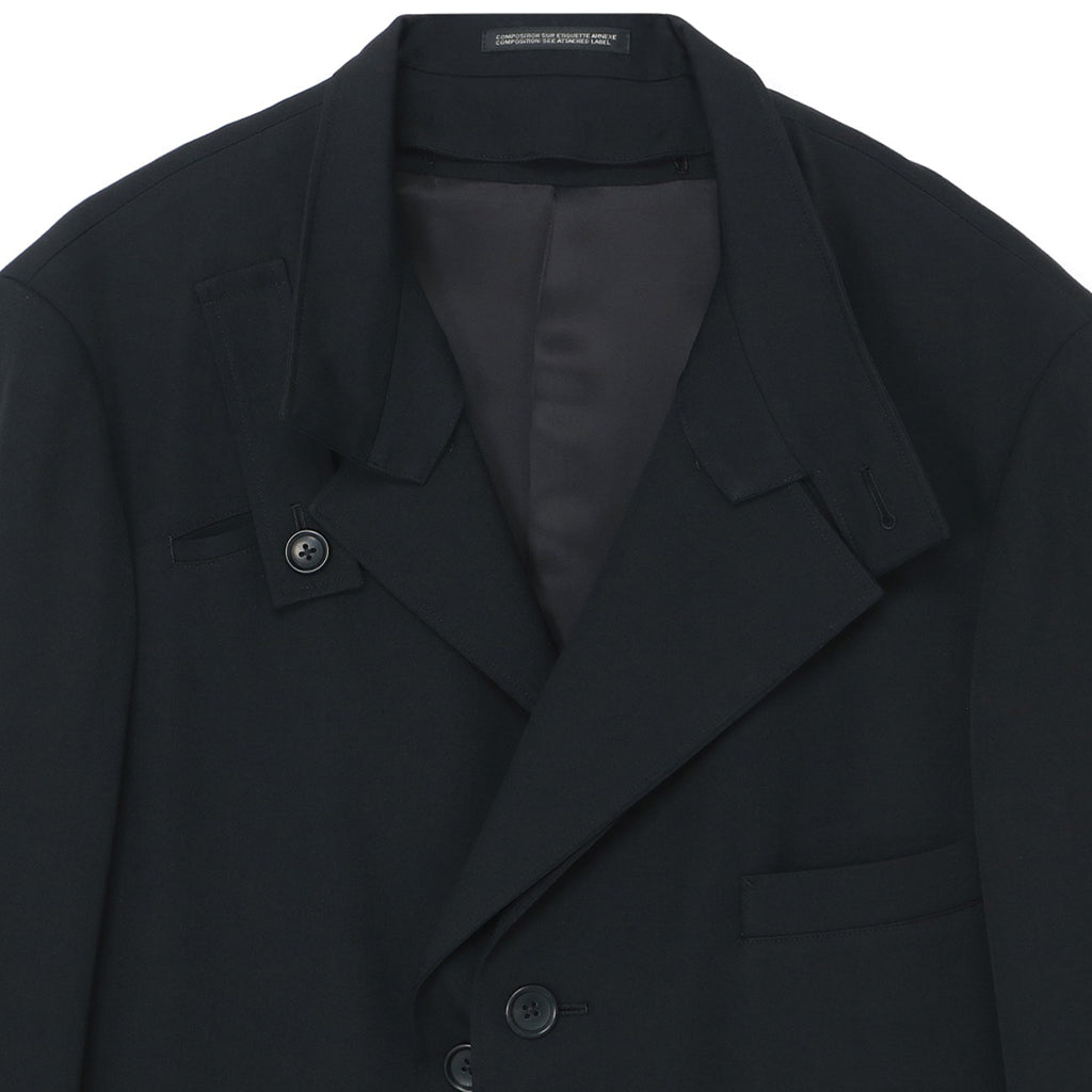 Yohji Yamamoto POUR HOMME Double Left Panel Stand Collar Coat HJ-C14-100-2-03