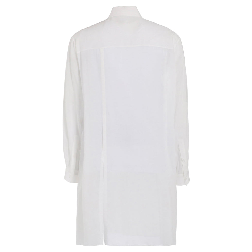 Yohji Yamamoto POUR HOMME Modal Lawn Back Panelled Slit Blouse White
