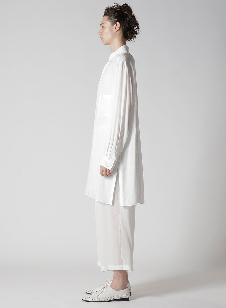 Yohji Yamamoto POUR HOMME Modal Lawn Back Panelled Slit Blouse White