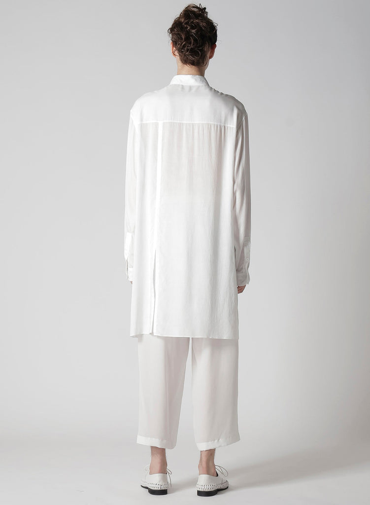 Yohji Yamamoto POUR HOMME Modal Lawn Back Panelled Slit Blouse White