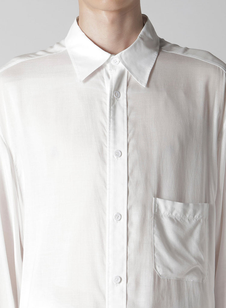 Yohji Yamamoto POUR HOMME Modal Lawn Back Panelled Slit Blouse White