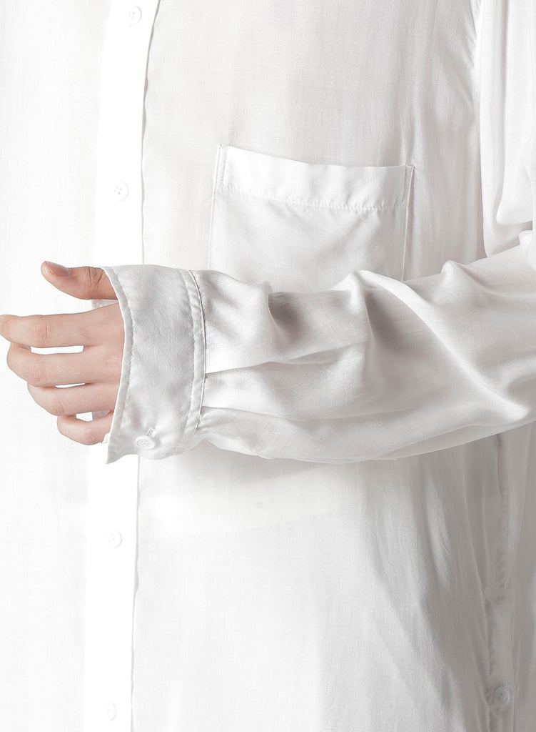 Yohji Yamamoto POUR HOMME Modal Lawn Back Panelled Slit Blouse White