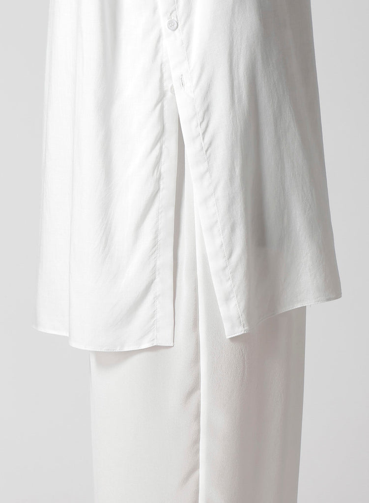 Yohji Yamamoto POUR HOMME Modal Lawn Back Panelled Slit Blouse White