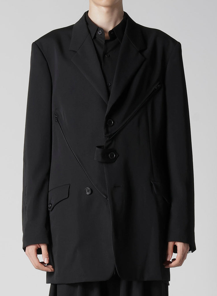 Yohji Yamamoto POUR HOMME Zip Detail Paneled Jacket Wool Gabardine HP-J26-100-2-02
