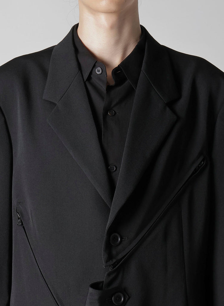 Yohji Yamamoto POUR HOMME Zip Detail Paneled Jacket Wool Gabardine HP-J26-100-2-02