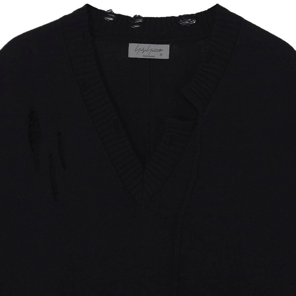 Yohji Yamamoto POUR HOMME 7G2P Jersey V-Neck Vest Black HP-K13-098-02-03