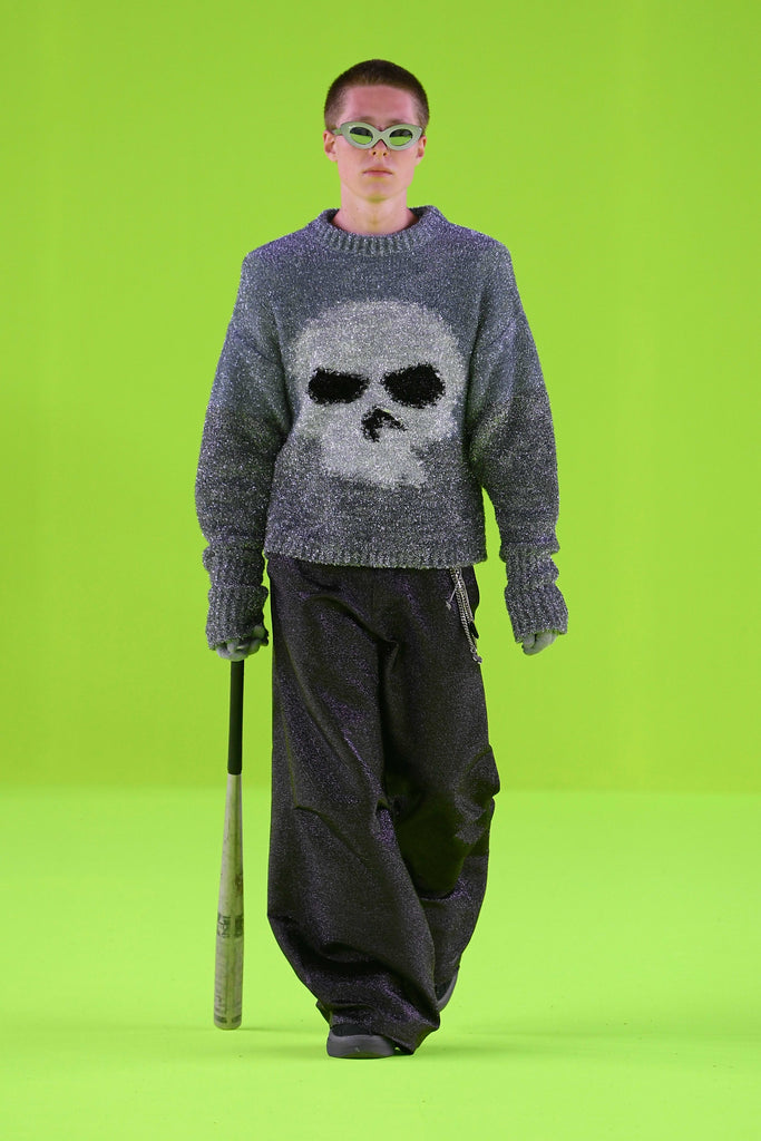 Glitter Skull Intarsia Pullover