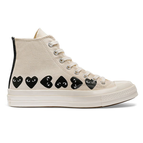COMME des GARCONS PLAY x Converse Chuck Taylor All Star '70 Multi Black Heart High Beige