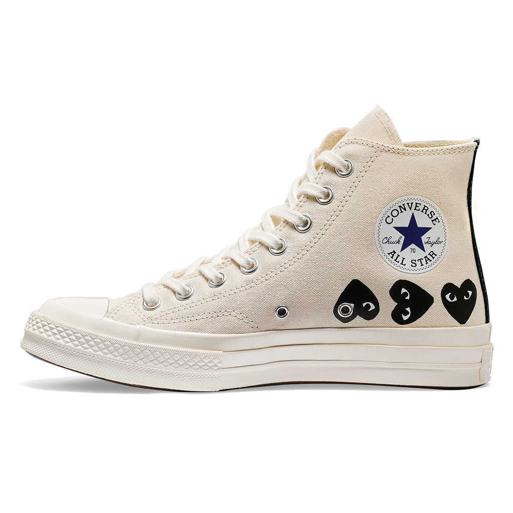 COMME des GARCONS PLAY x Converse Chuck Taylor All Star '70 Multi Black Heart High Beige