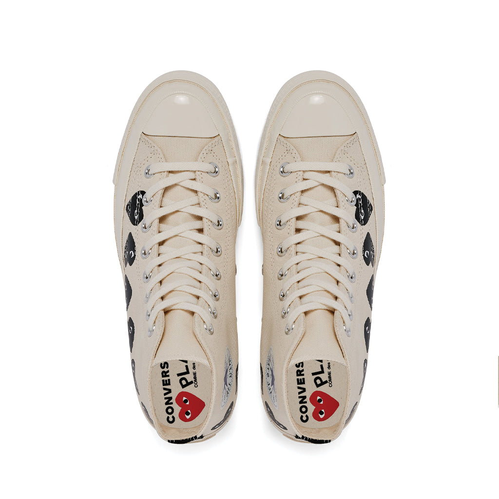 COMME des GARCONS PLAY x Converse Chuck Taylor All Star '70 Multi Black Heart High Beige