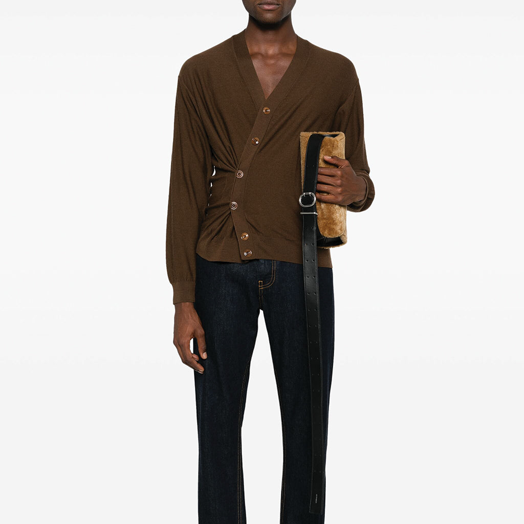 Lemaire Relaxed Twisted Cardigan Hazelnut Brown
