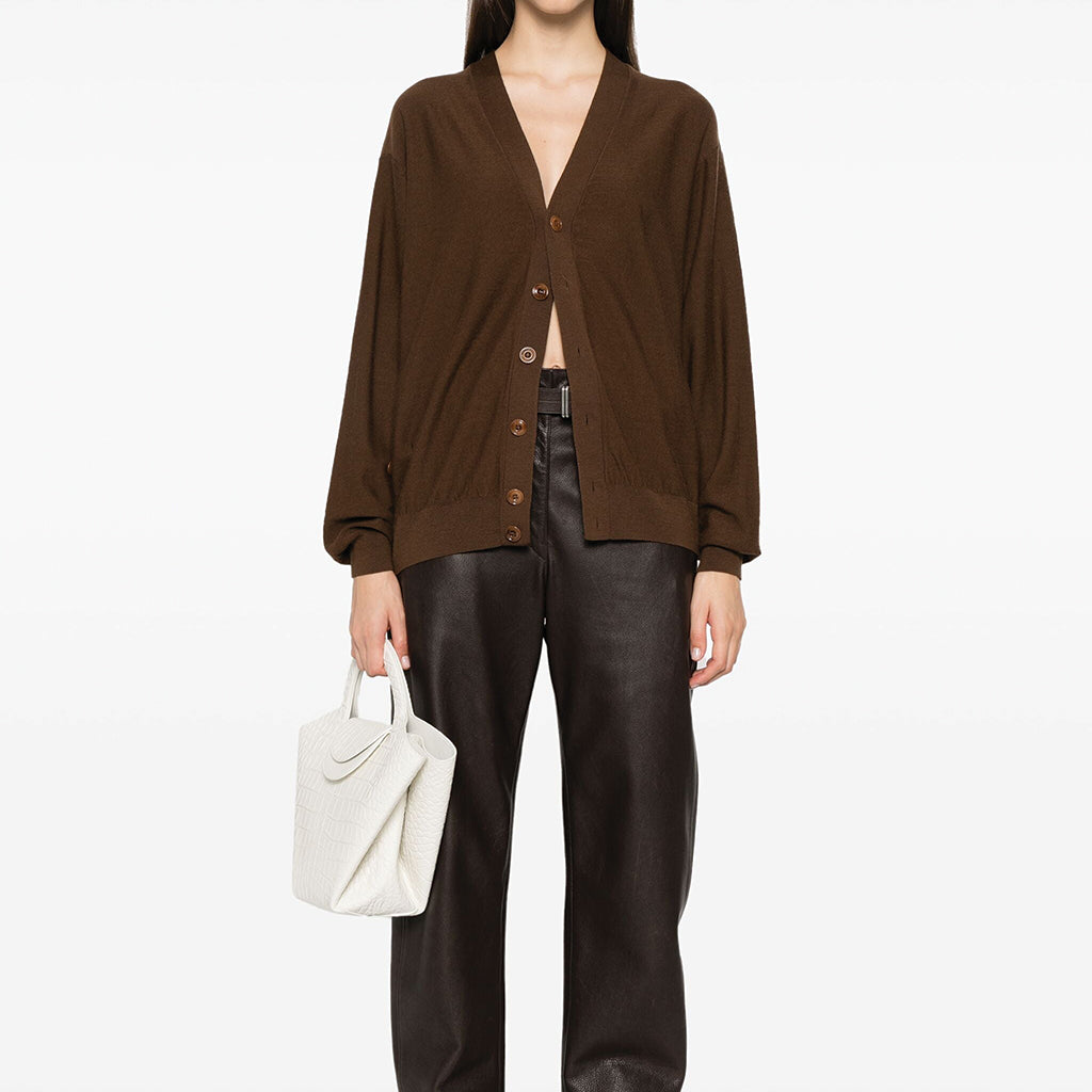 Lemaire Relaxed Twisted Cardigan Hazelnut Brown