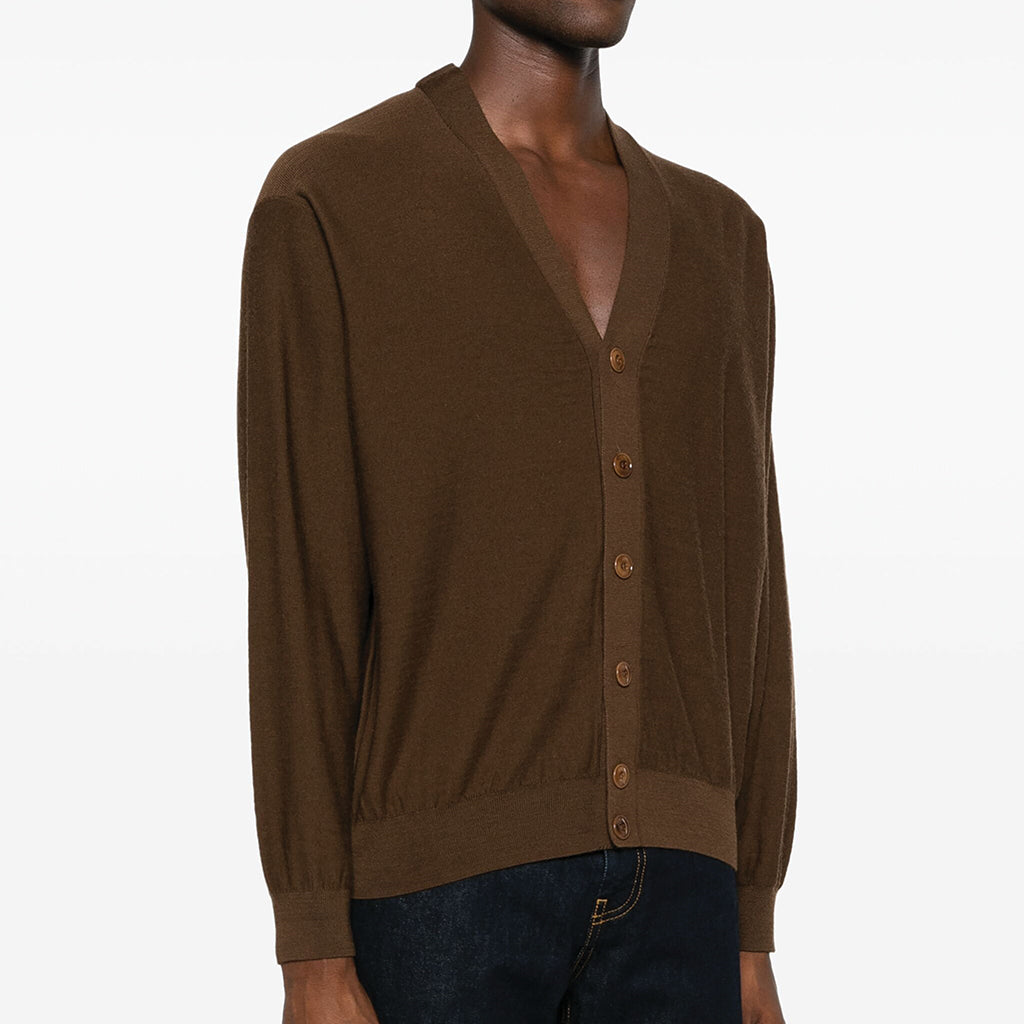 Lemaire Relaxed Twisted Cardigan Hazelnut Brown