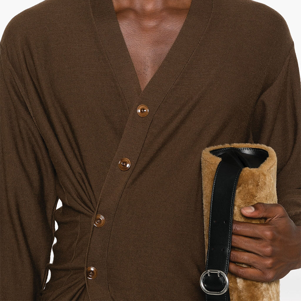Lemaire Relaxed Twisted Cardigan Hazelnut Brown