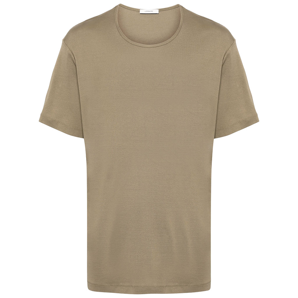 Lemaire Rib U Neck T-Shirt Green Beige
