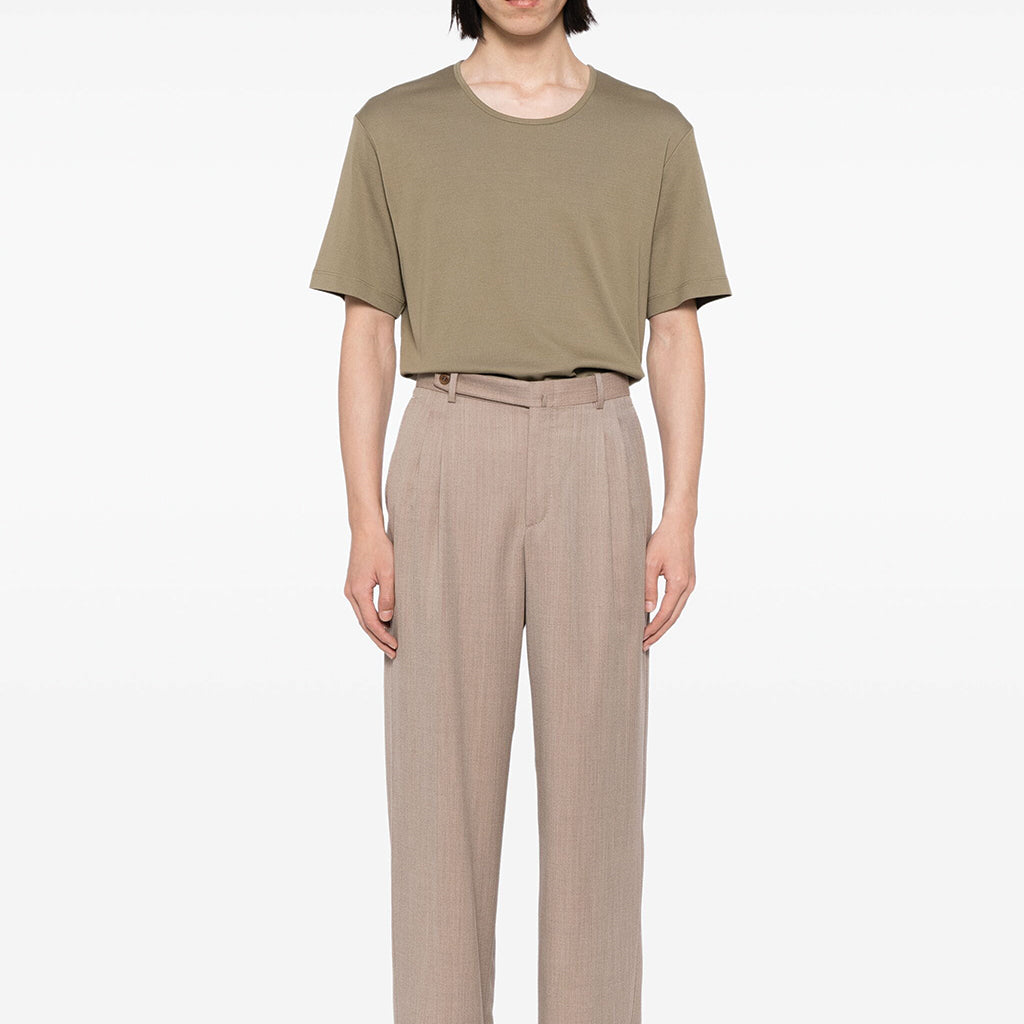 Lemaire Rib U Neck T-Shirt Green Beige