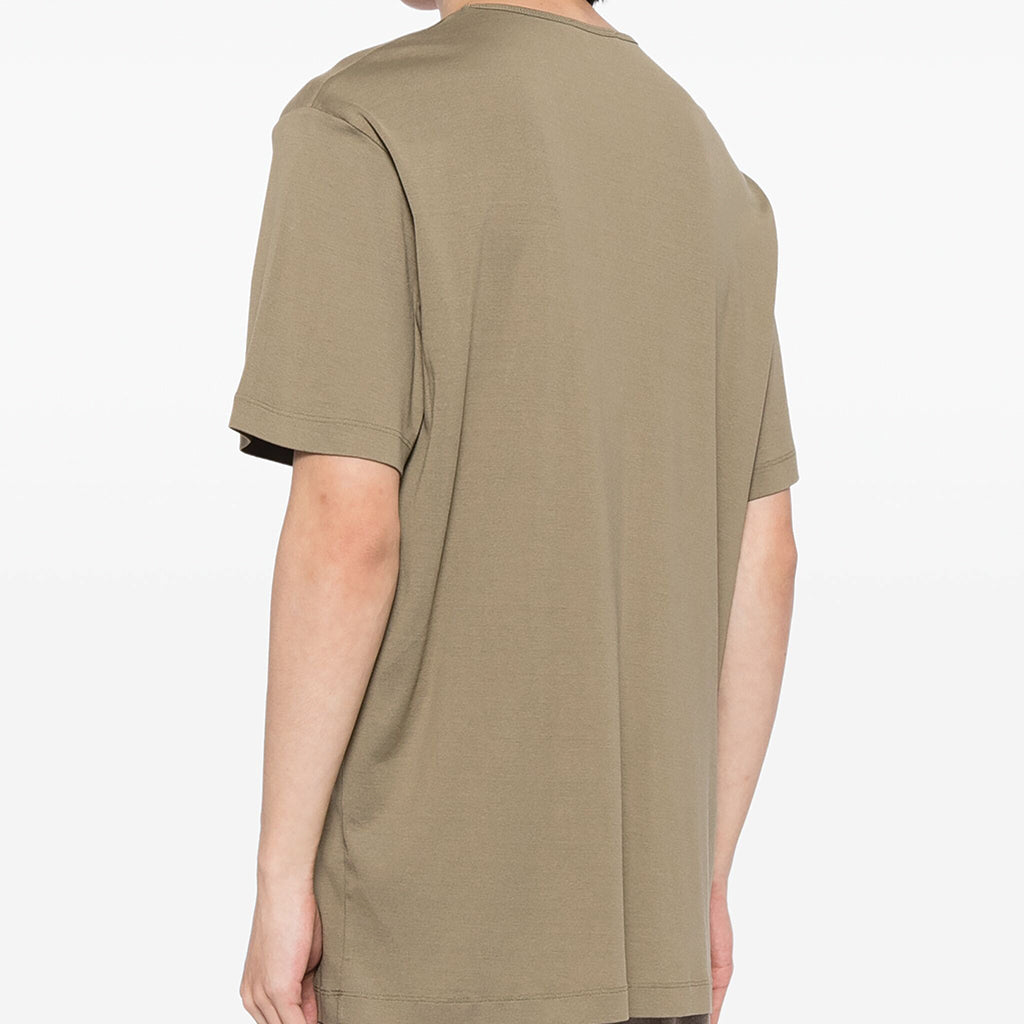 Lemaire Rib U Neck T-Shirt Green Beige