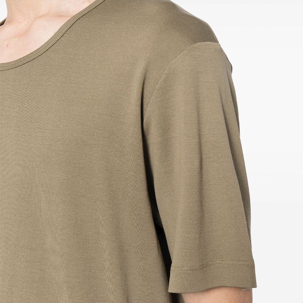 Lemaire Rib U Neck T-Shirt Green Beige