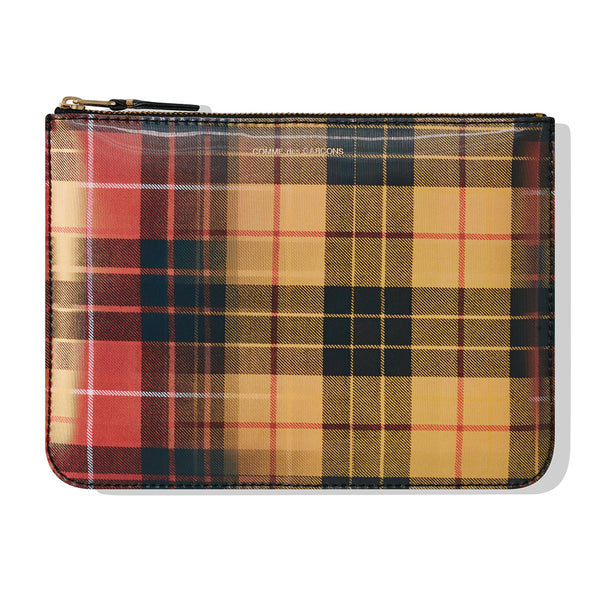 COMME des GARCONS WALLETS Lenticular Tartan Zip Pouch Red / Yellow SA5100LT