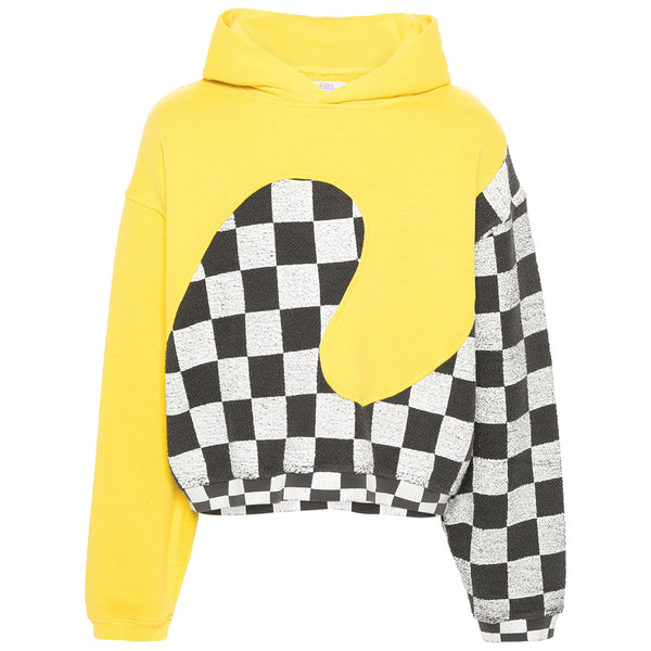 ERL Swirl Yellow Checker Hooded Sweatshirt