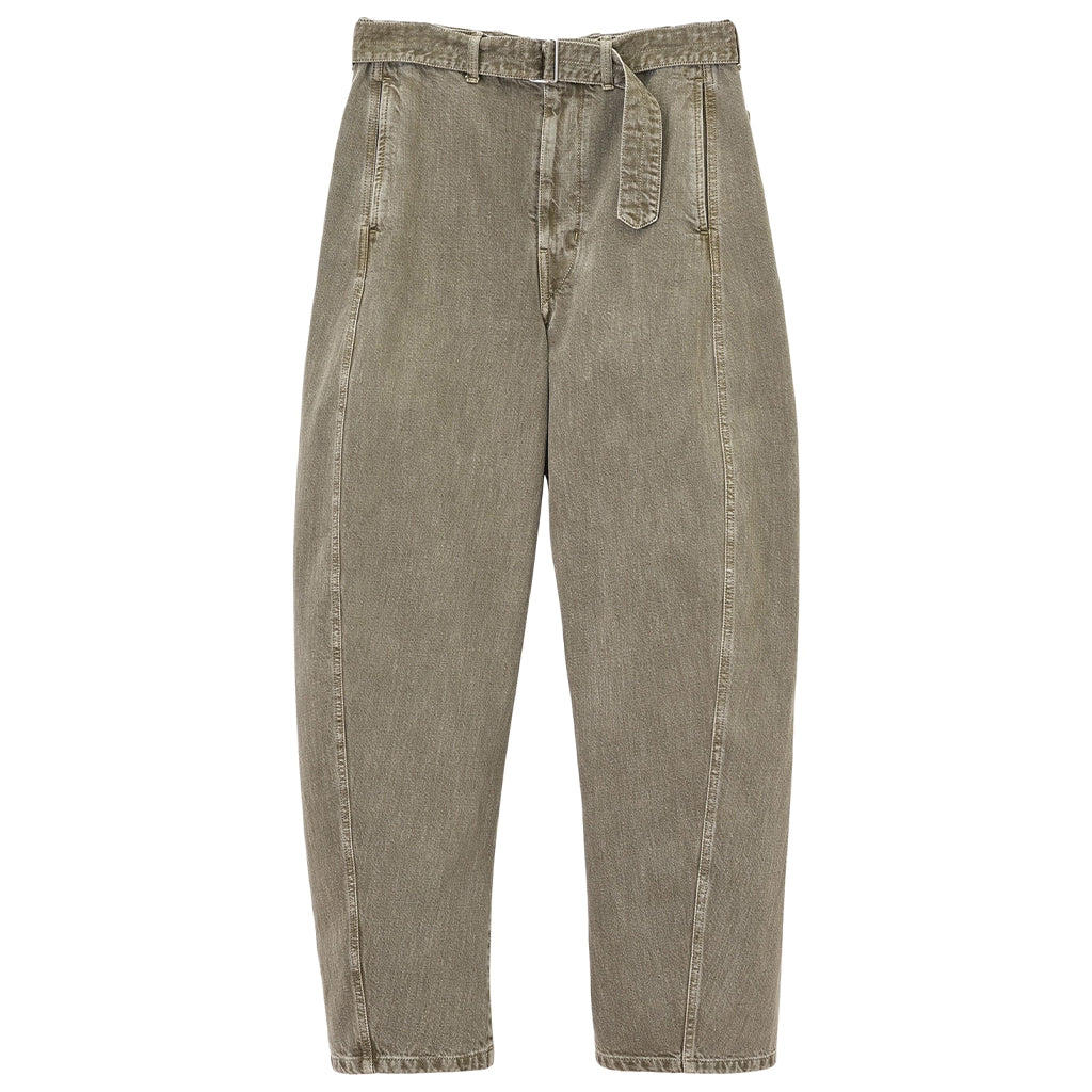 LEMAIRE Twisted Belted Denim Pants Snow Olive