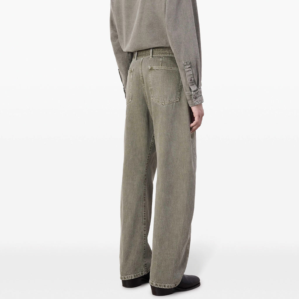 LEMAIRE Twisted Belted Denim Pants Snow Olive