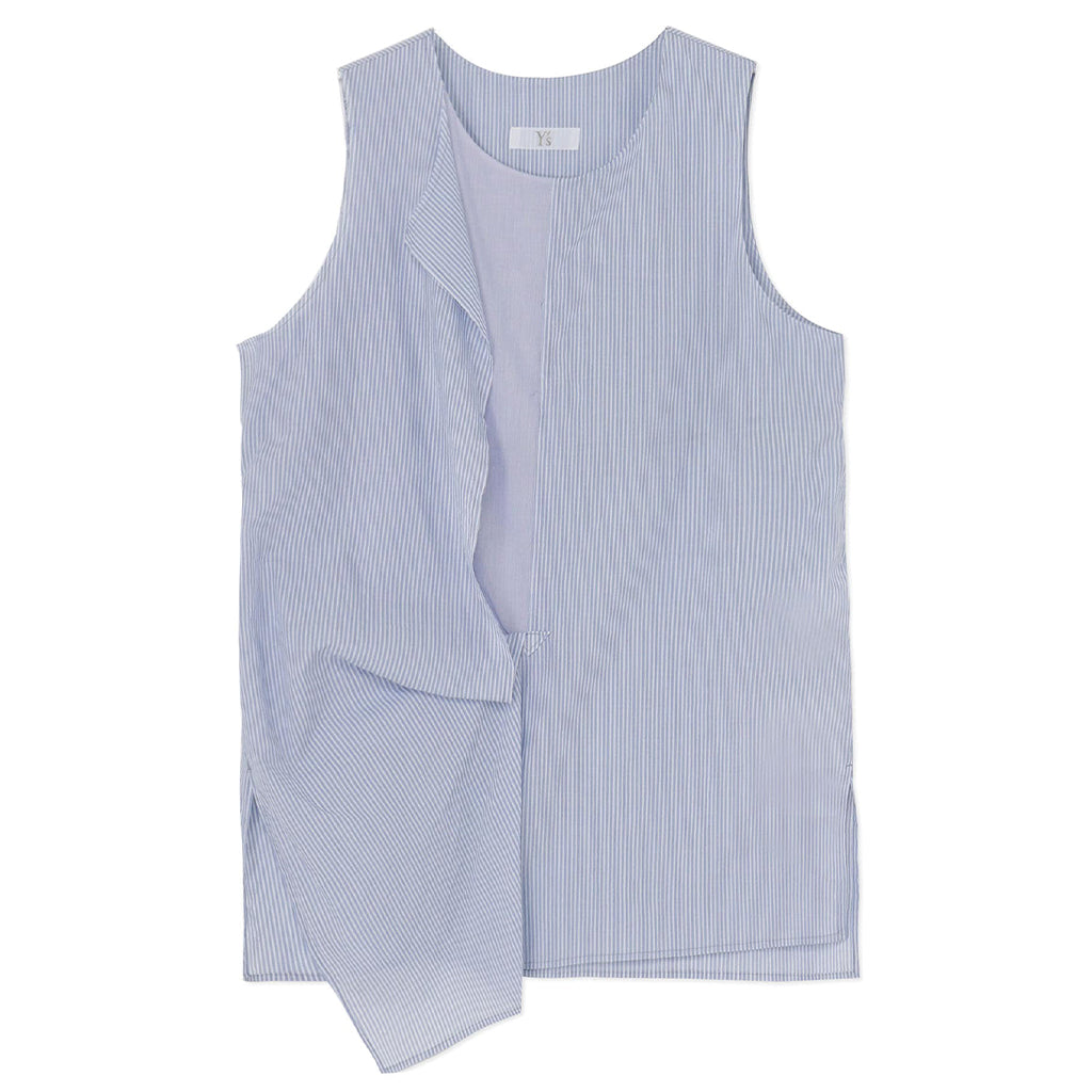 Y's O-Right Front Drape Top Striped Blue YS-B11-013-02-01