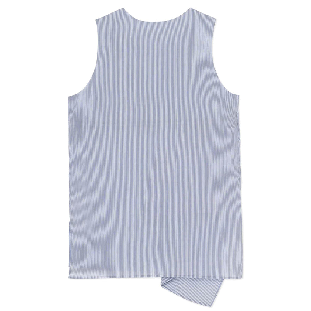 Y's O-Right Front Drape Top Striped Blue YS-B11-013-02-01