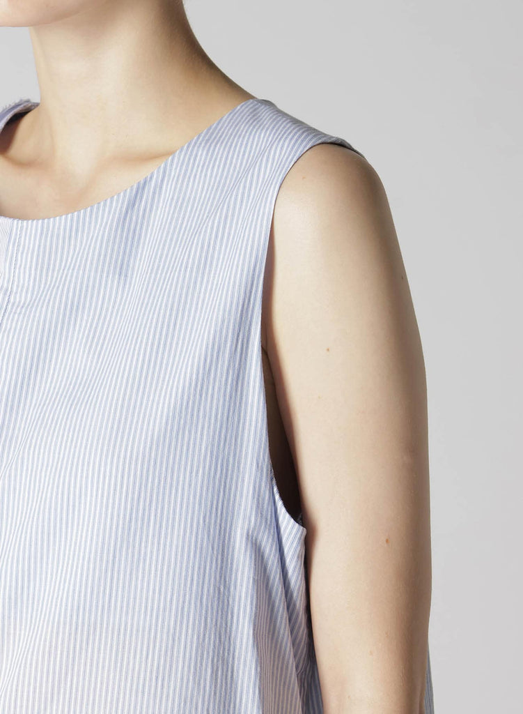 Y's O-Right Front Drape Top Striped Blue YS-B11-013-02-01