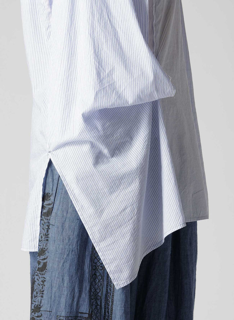 Y's O-Right Front Drape Top Striped Blue YS-B11-013-02-01