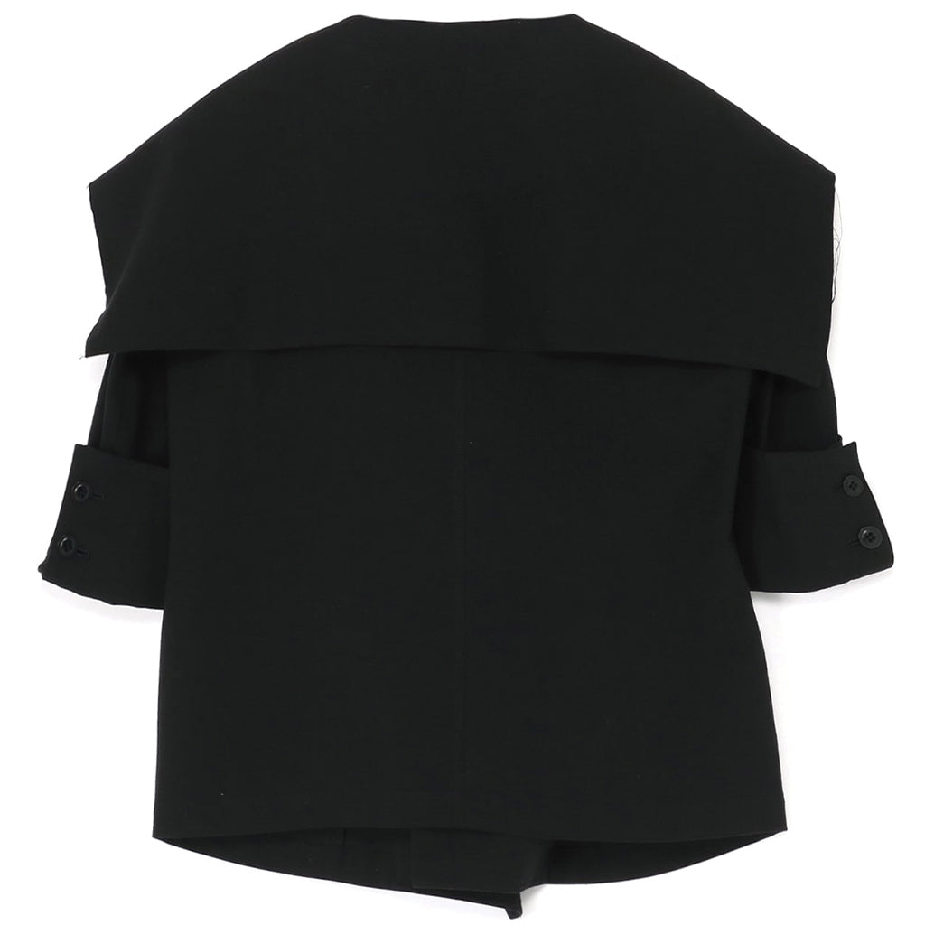 Y's Cotton Flax Linen Poplin Sailor Collar Jacket Black YS-J14-01-2