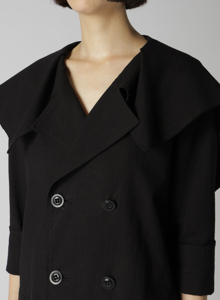 Y's Cotton Flax Linen Poplin Sailor Collar Jacket Black YS-J14-01-2