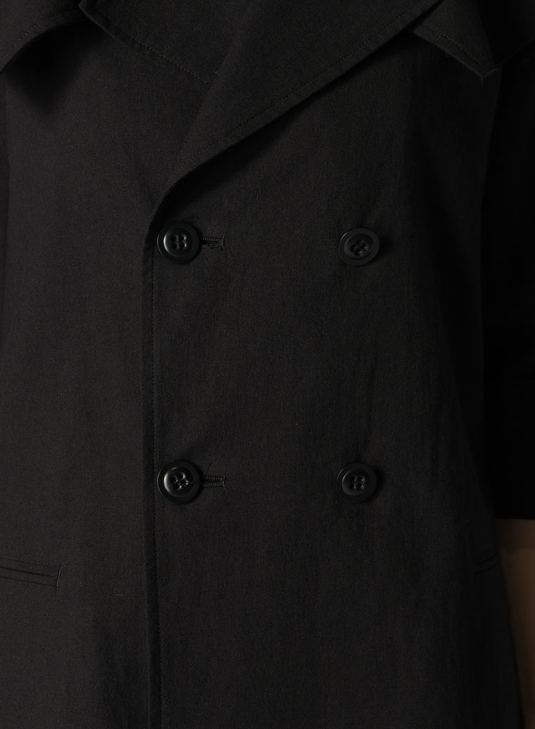 Y's Cotton Flax Linen Poplin Sailor Collar Jacket Black YS-J14-01-2