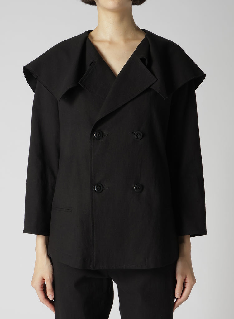 Y's Cotton Flax Linen Poplin Sailor Collar Jacket Black YS-J14-01-2