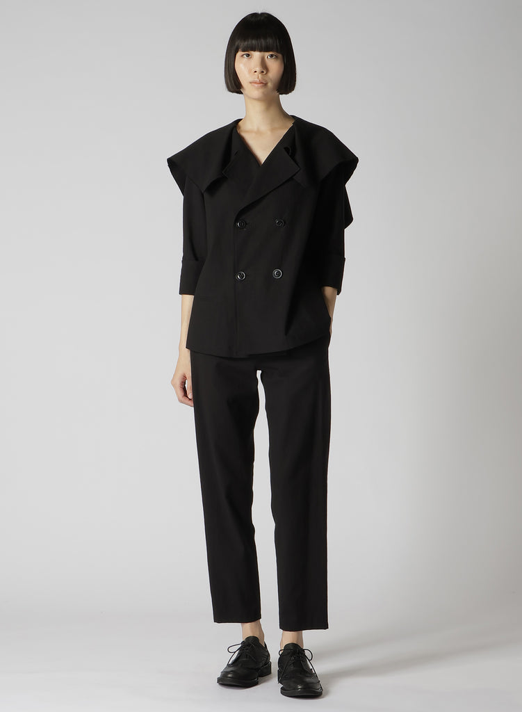 Y's Cotton Flax Linen Poplin Sailor Collar Jacket Black YS-J14-01-2