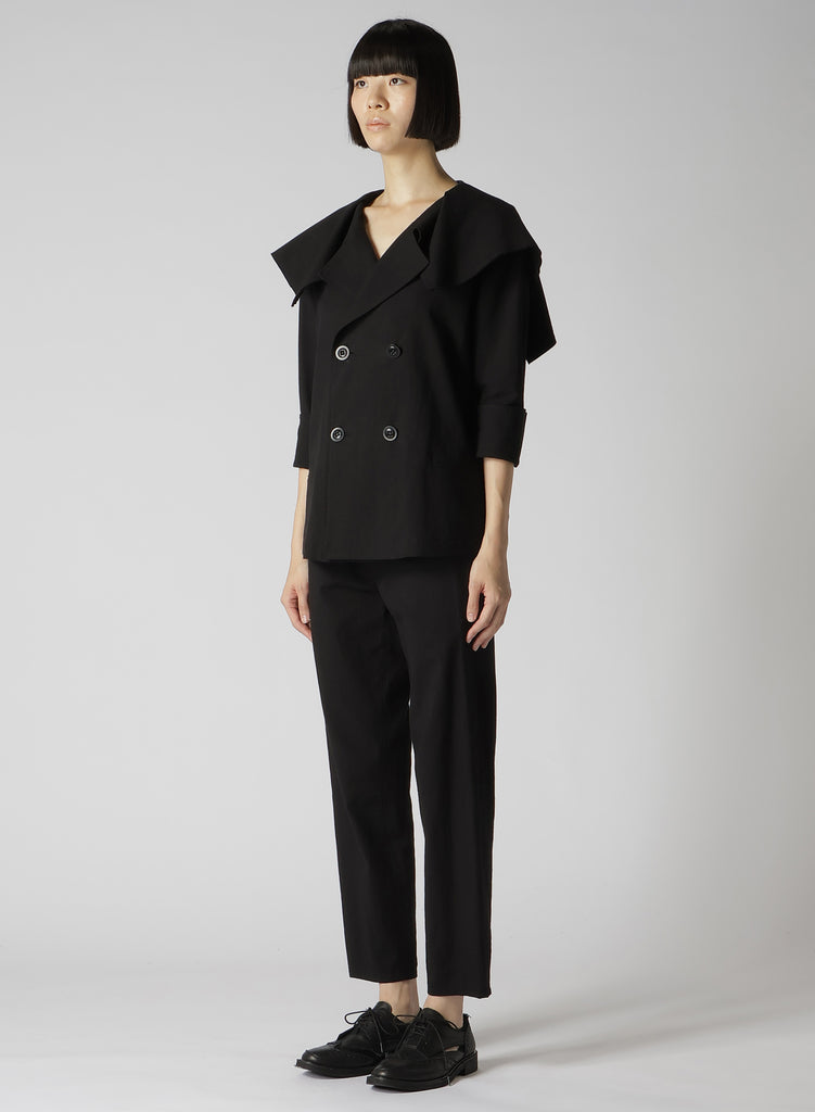Y's Cotton Flax Linen Poplin Sailor Collar Jacket Black YS-J14-01-2