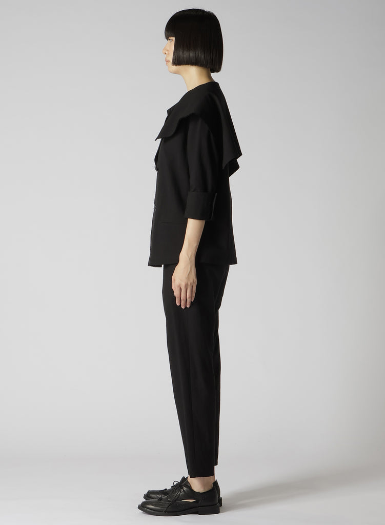 Y's Cotton Flax Linen Poplin Sailor Collar Jacket Black YS-J14-01-2