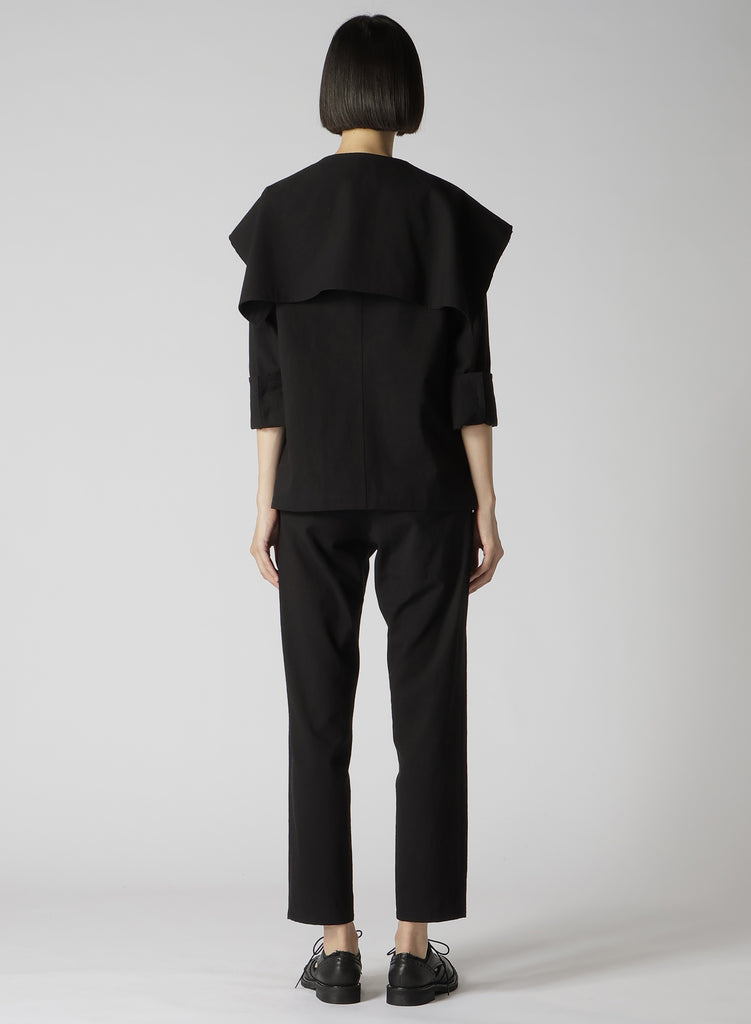 Y's Cotton Flax Linen Poplin Sailor Collar Jacket Black YS-J14-01-2