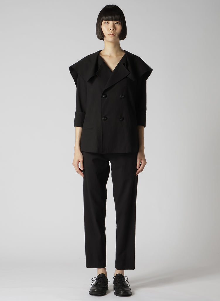 Y's Cotton Flax Linen Poplin Sailor Collar Jacket Black YS-J14-01-2