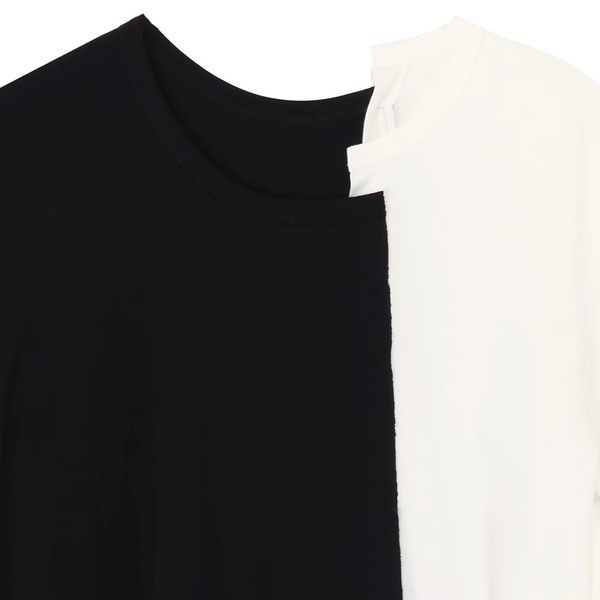 Y's Yohji Yamamoto Uneven Jersey T-Shirt Black / White YS