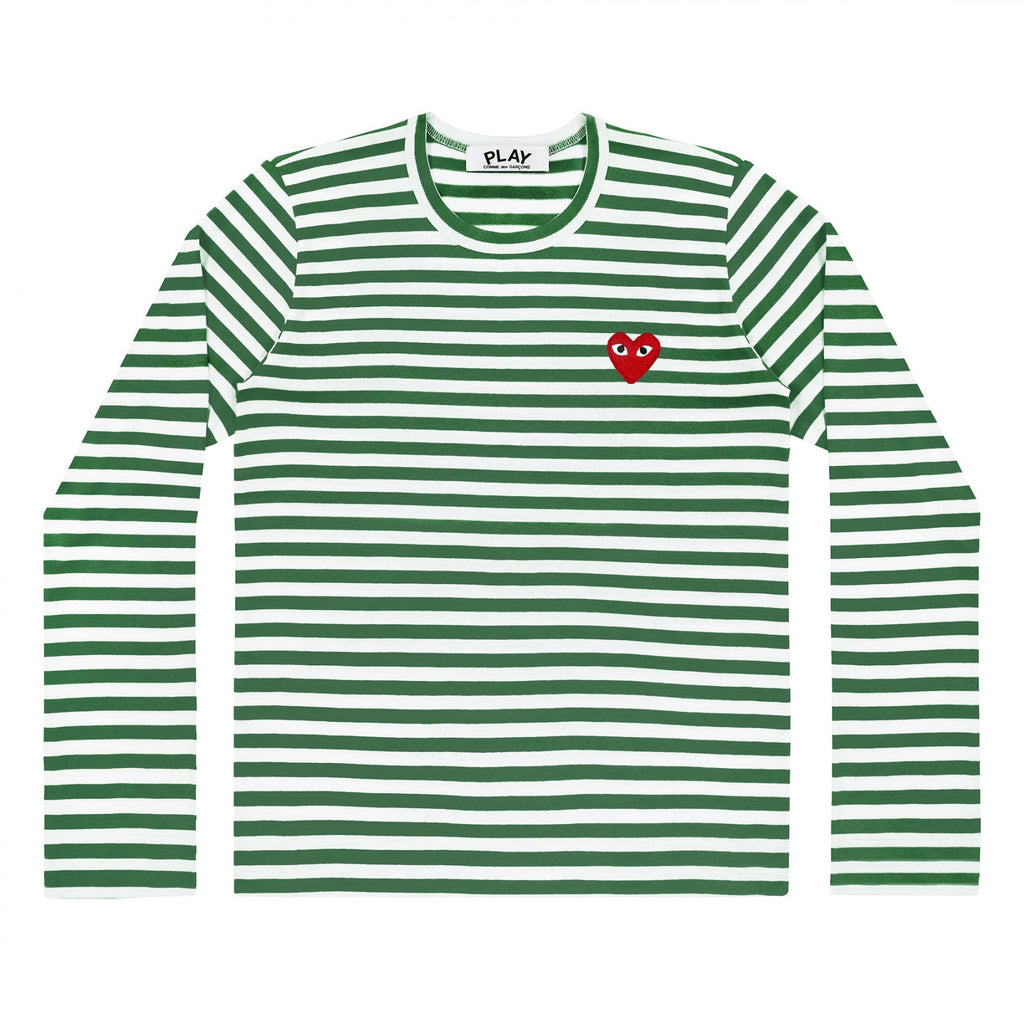 COMME des GARCONS PLAY Striped Longsleeve Green / White