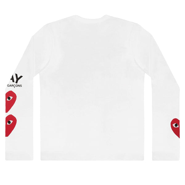 COMME des GARCONS PLAY 3 Heart Longsleeve White SALE T0K10